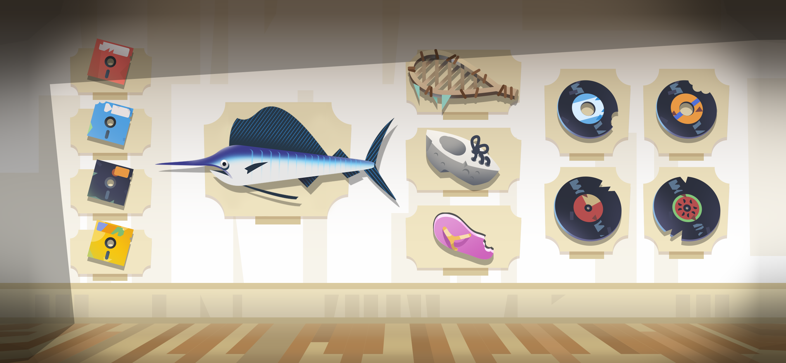 Creatures of the Deep – trophy room showing caught fish collection and achievements